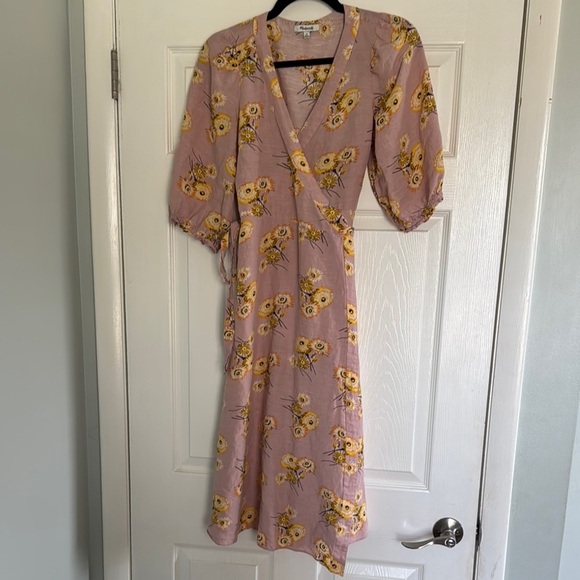 Madewell Ruffle-Cuff Wrap Dress- Dutch Dandelions size XS - Picture 5 of 9